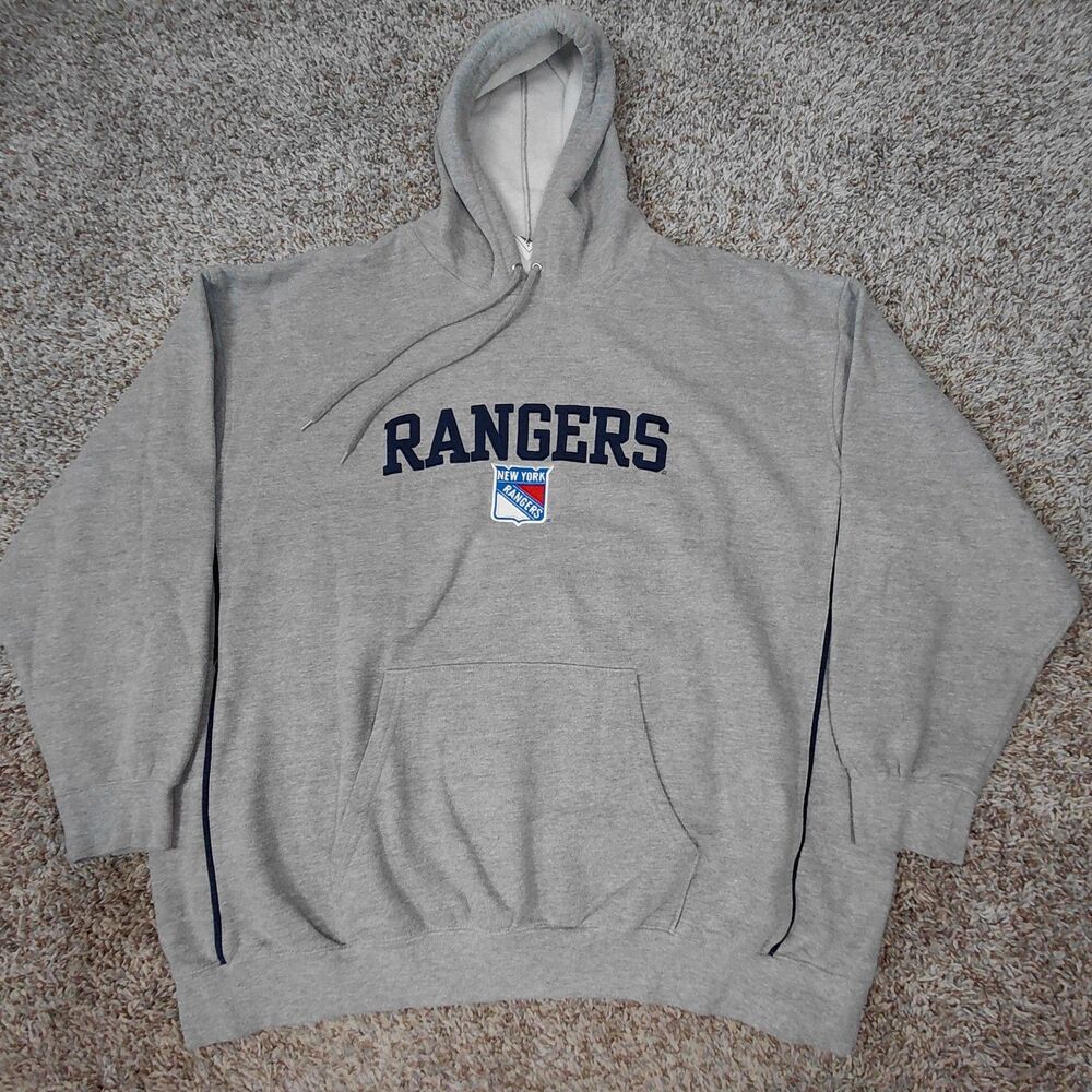 Vintage New York Rangers Lee Sport Hoodie Sweatshirt Pullover Mens 2XL Grey Y2K